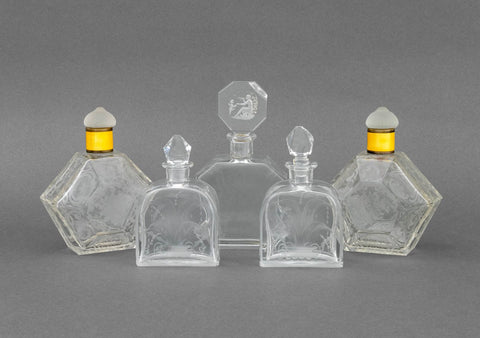 French Etched Glass Perfume Bottles, 5