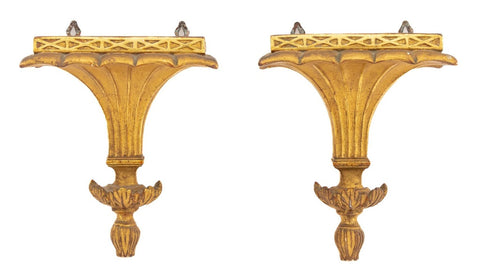 Neoclassical Style Gilded Wall Brackets, Pair
