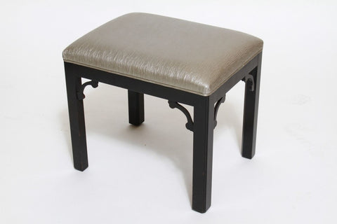 Chinoiserie Black Lacquered Footstool