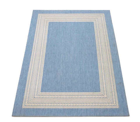 Contemporary Blue and White Indoor/Outdoor Rug