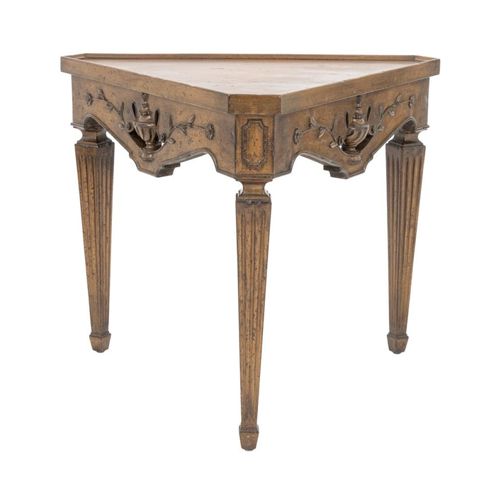 French Provincial Style Triangular Walnut Table