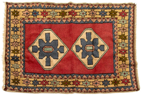 Turkish Kazak Star Rug, 4' 10