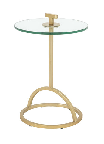 Modern Glass Top Gold-Tone Metal Martini Table