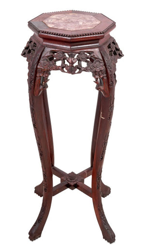 Chinese Hardwood and Marble Pedestal Table (9808502456627)