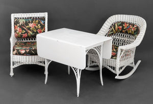Vintage White Wicker Furniture, 3 Pcs.