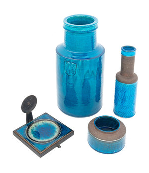 Danish Modern Turquoise Blue Pottery Articles, 4 (9846869033267)