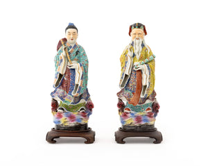 Chinese Glazed Porcelain Figural Sculptures, 2