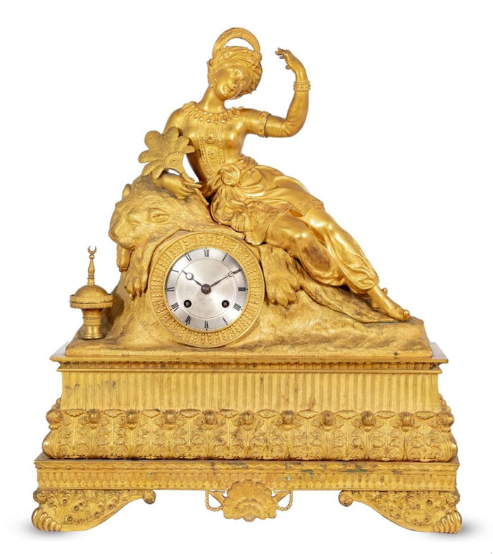 Charles X Gilt Bronze Figural Clock