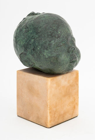 Jacob Epstein Style Sleeping Baby Bronze Sculpture