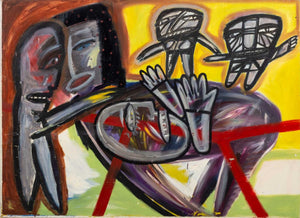 New York School Figural Abstraction Acrylic, 1980s
