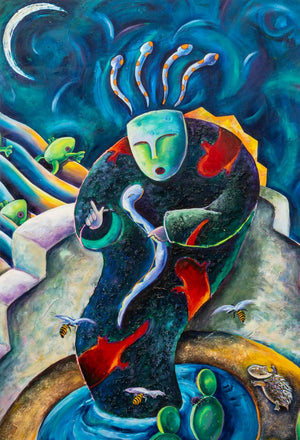 Figure and Animals Abstract Composition