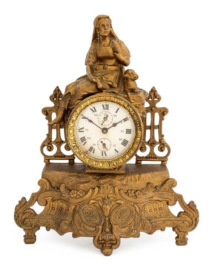 Ansonia Gilt Metal Figural Mantel Clock