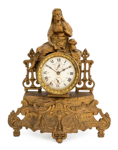 Ansonia Gilt Metal Figural Mantel Clock