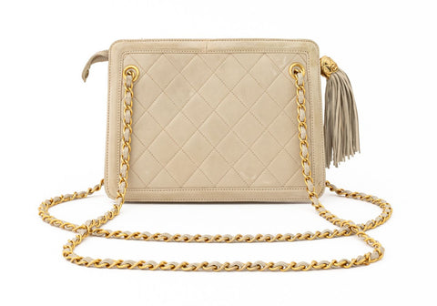Chanel Matelasse Beige Lambskin Shoulder Bag