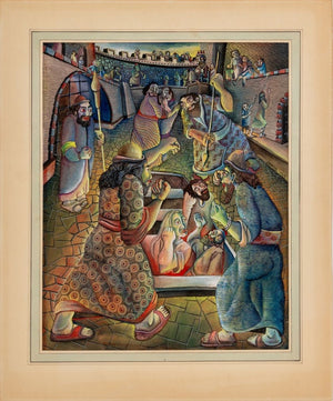 Paul Shimon "Three Hebrew Lads..." Gouache (9742386889011)