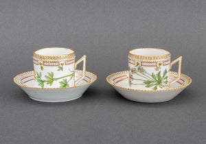 Royal Copenhagen "Flora Danica" Teacups, Pair