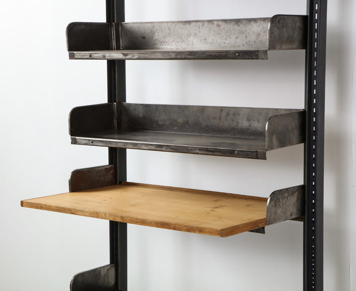 Wall-Mount Midcentury French Industrial Iron Shelving System