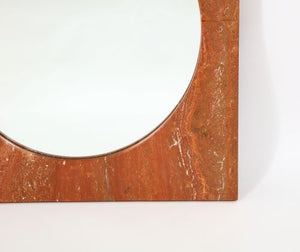 Italian Red Travertine Square Mirror, 1970s (9002063561011)