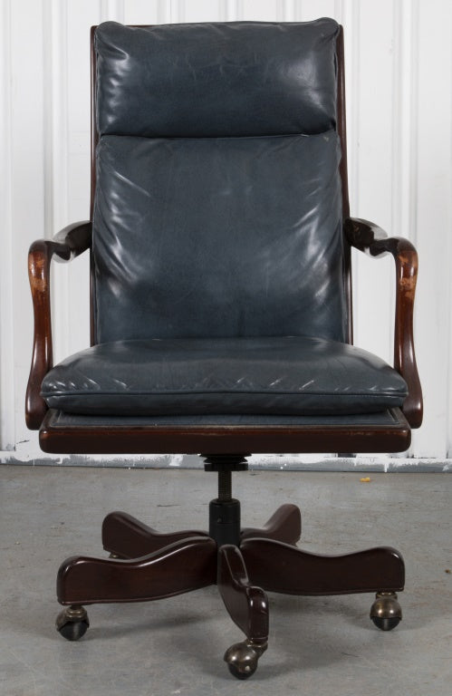 Blue Leather Executive Office or Desk Chair