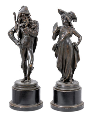 Vital Dubrey "Dandies" Patinated Bronzes, Pair (9814279618867)