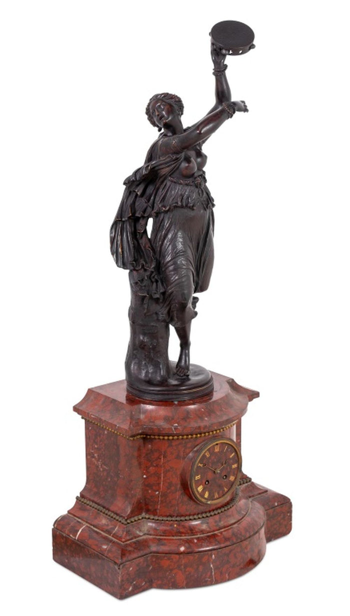 Jean Clesinger "Zingara" Bronze & Marble Clock