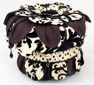 Black and White Upholstered "Harlequin" Stool (8920559354163)