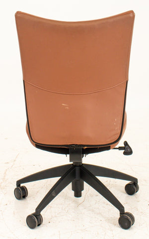 Faux Brown Leather Swivel Office Chair (8920564007219)