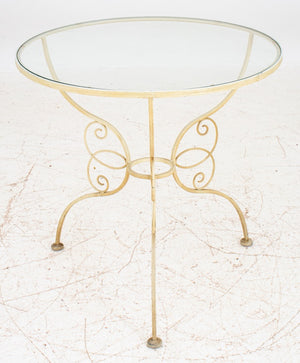 Painted Wrought Iron Side Table With Glass Top (8920558502195)