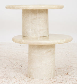 87187Two Onyx Pattered Round Occasional Tables (8920560369971)