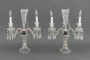Victorian Style Cut Crystal Candelabra, Pair
