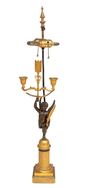 French Empire Style "Cupid" Bronze Lamp (9802946347315)
