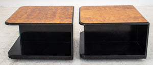 Post Modern Elm Burl Coffee Table Side Table, Pair (8920558993715)