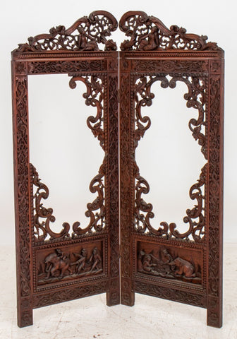 Anglo-Indian Rosewood Two Panel Screen