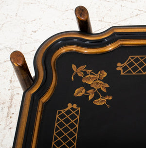 Chinoiserie Lacquered Wood Tray on Bamboo Stand (8920559550771)