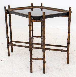 Chinoiserie Lacquered Wood Tray on Bamboo Stand (8920559550771)