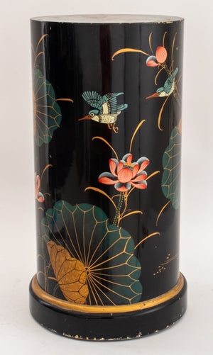 Chinoiserie Lacquered Wood Column Pedestal (8920558797107)
