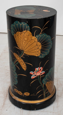 Chinoiserie Lacquered Wood Column Pedestal