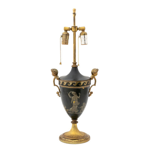 French Empire Style Painted Gilt Metal Table Lamp