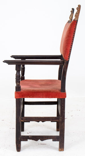 Spanish Colonial Carved Oak Armchair, 18th C. (8920552997171)