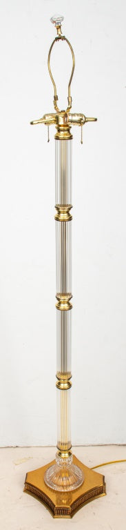Hollywood Regency Glass & Gold-Tone Metal Lamp (8920564760883)
