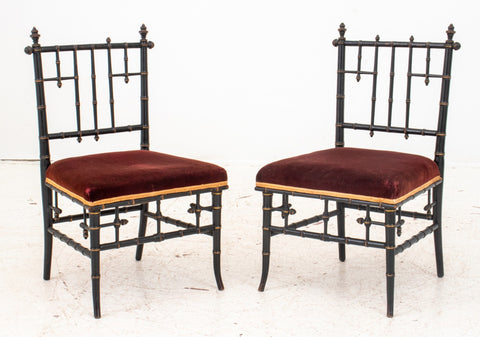 American Aesthetic Ebonized Bamboo Side Chairs, 2