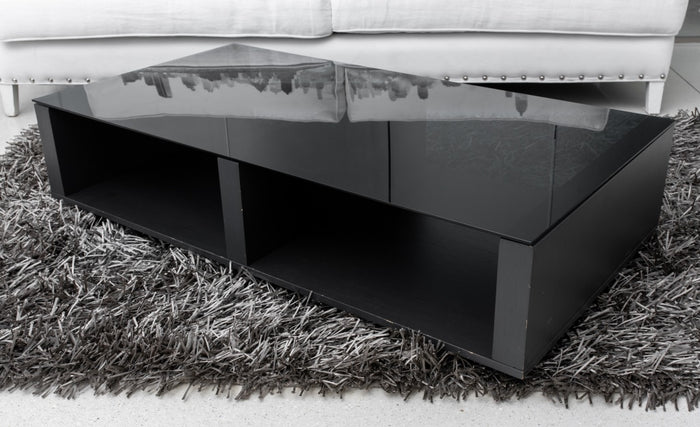 Modern Minimalist Glass-Topped Coffee Table