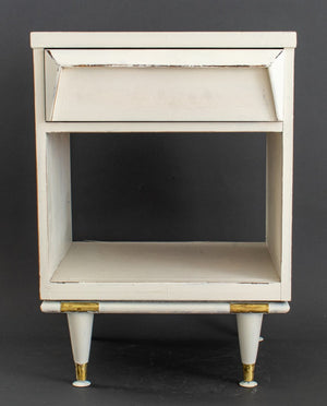 Mid-Century Modern White Painted Wood Bedside (8920560075059)