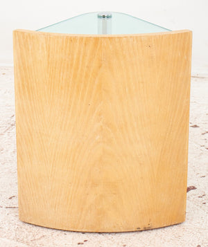 Post-Modern Cerused Wood & Glass End Table (8920560468275)