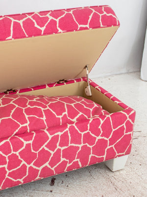 Modern Pink & White Giraffe Print Storage Bench (8920563810611)