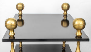 Baroque Revival Brass Black Lacquer Etagere Table (8920563384627)