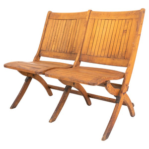 Wood Two Seat Folding Chairs Bench (8920567218483)