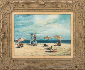 James Seeman Beach Scene Oil on Canvas Board (9821253599539)