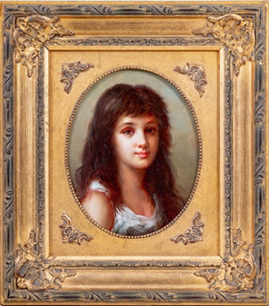 American School Portrait of a Girl Oil on Panel (9808286548275)