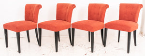 Italian Upholstered Scroll Back Side Chairs, 4 (8920562237747)